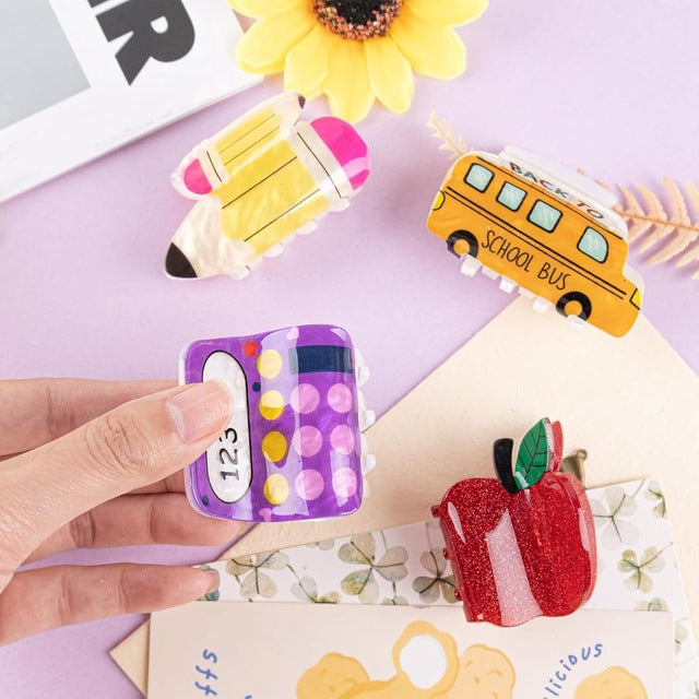 Clips para el Pelo con Motivos Escolares - Pack Infantil - Colección 2026