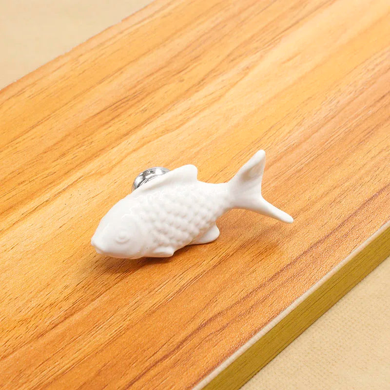 KAK Children Drawer Knobs Fish Shape Ceramic Handles for Kids Room Kitchen Cabinet Handles Cupboard Knobs Furniture Hardware