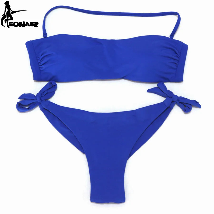 EONAR Bikini 2025 Solid Women Swimsuit Brazilian Cut Bottom Bikini Set Push Up Swimwear Femme Bathing Suits Sport Beach Wear