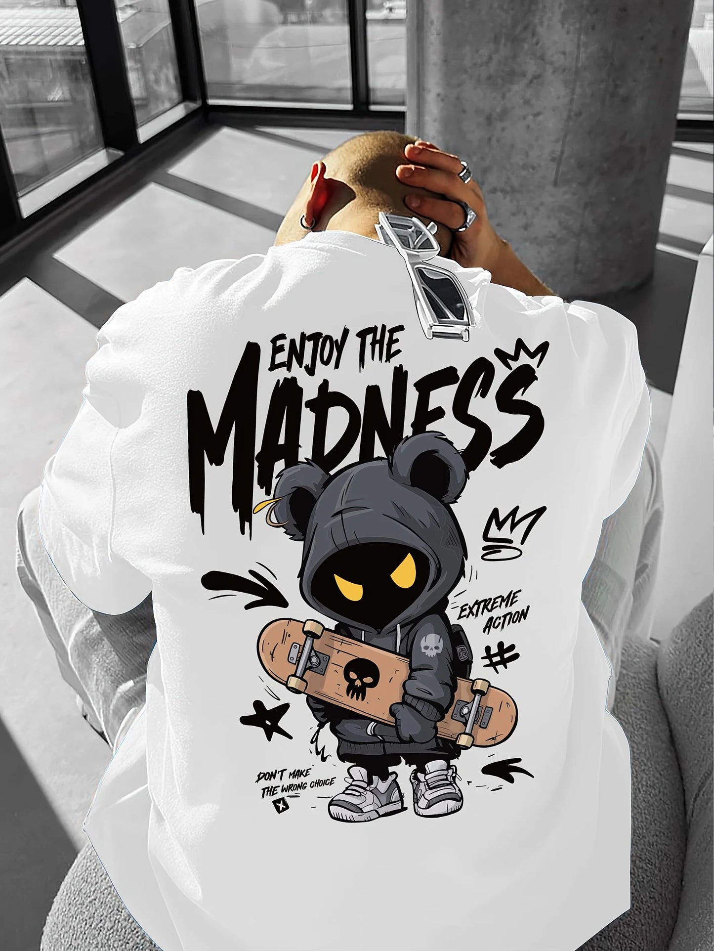 Hot selling fashionable men's cartoon letter printed comfortable and breathable round neck T-shirt outdoor street style top