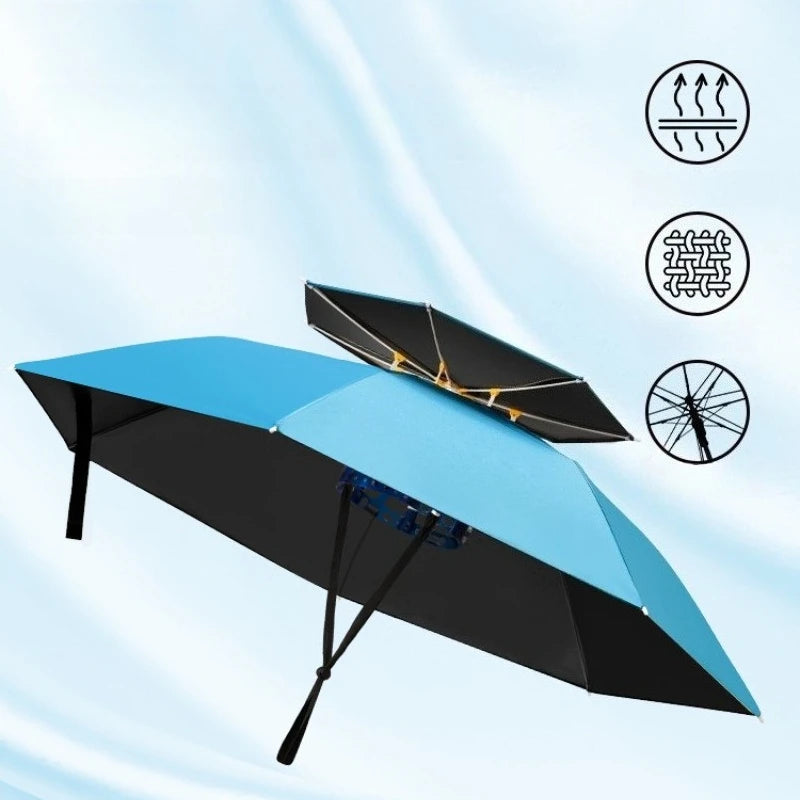 Head Mounted Fishing Umbrella Cap Multi functional Outdoor Sunshade Head Umbrella Cap Adult Sunny and Rainy Umbrella