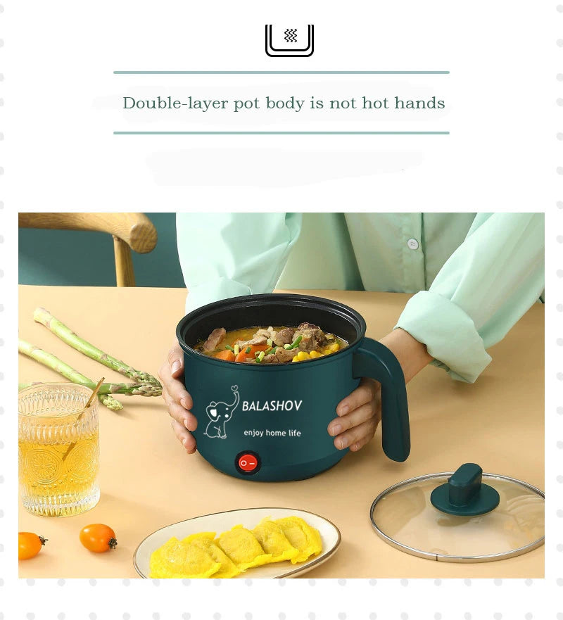 Mini Electric Cooker Non-Stick 1-2 Person Single/Dual Hot Pot Steamer Multifunctional Home Kitchen Appliance