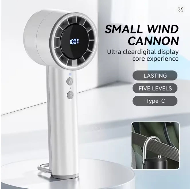 Small Fan Refrigeration Air Conditioner Portable Silent High-speed Led Display High Wind Power USB Charging Fan Handheld