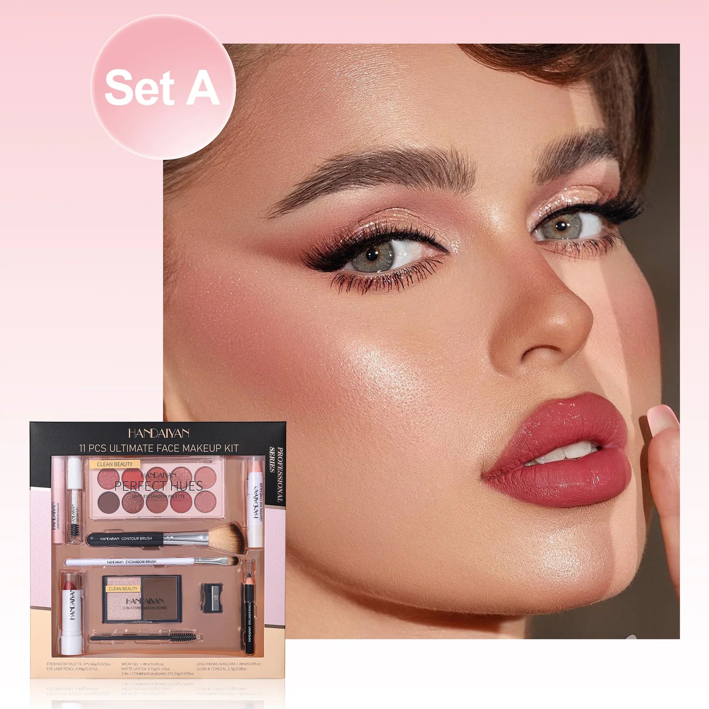 Professional Makeup Kit 11 Pieces Shadow Contour Blusher Set Waterproof Highly Pigmented Smudge Proof Face Cosmetics Collection