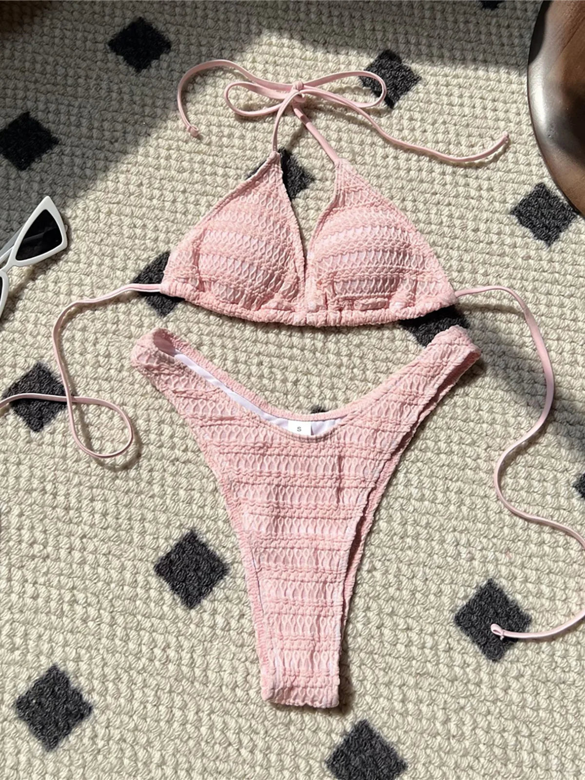 5 Colors Wrinkled Halter Brazilian Bikini Women Swimwear Female Swimsuit Two-pieces Bikini set Bather Bathing Suit Swim K5470