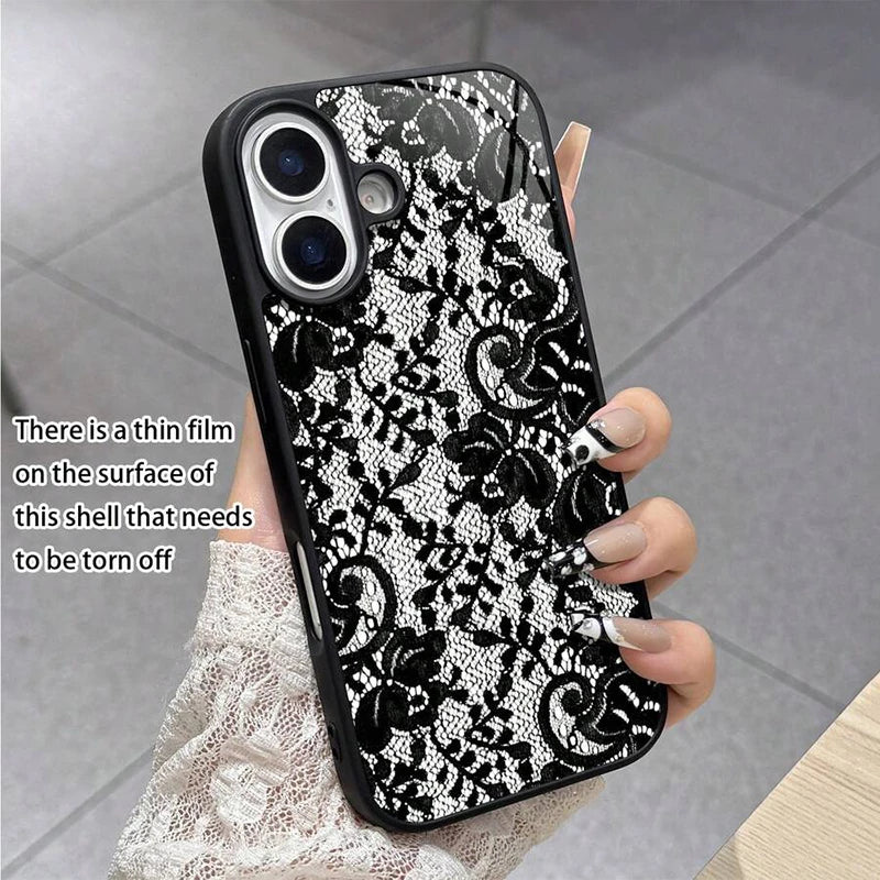 For iPhone 17 16 15 14 13 12 11 Pro Max Case Exquisite Lace Pattern Silicone Cover For iPhone Air 16E 16 Plus XS X XR Soft Funda