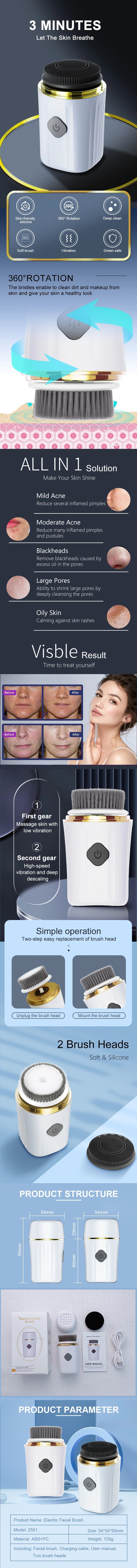 Electric Facial Cleansing Device Home Electric Deep Clean Beauty Tool 360 Rotation Portable Beauty Skin Care Pore Cleaning