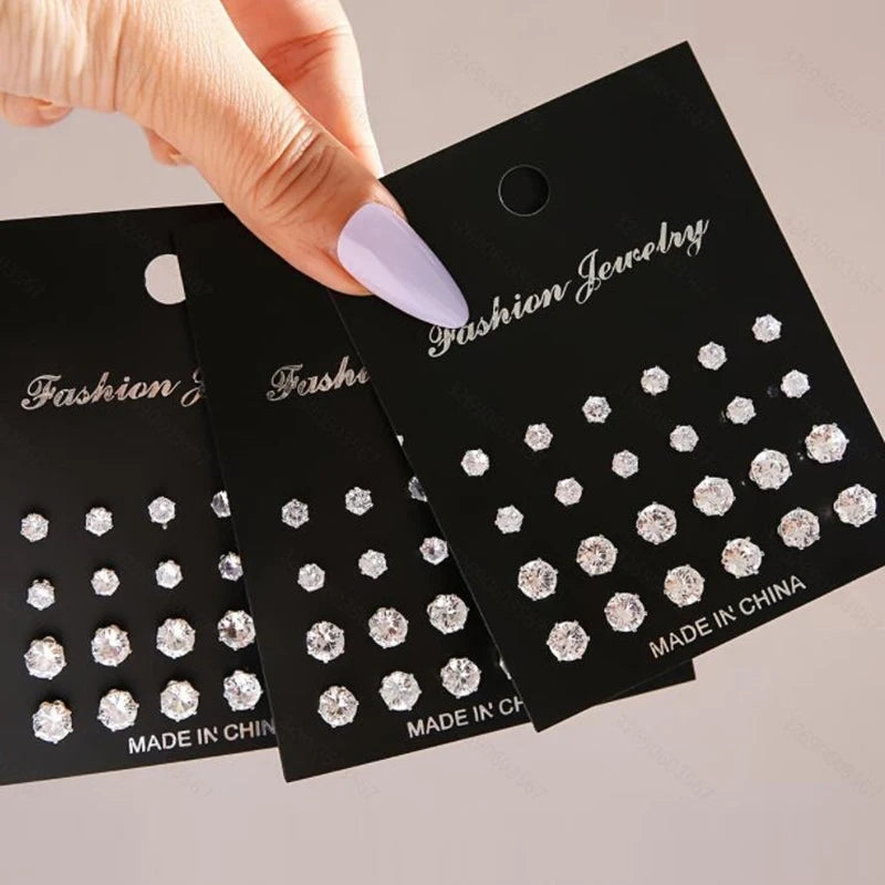 Set de Pendientes de Circonita Brillante (Multipar)
