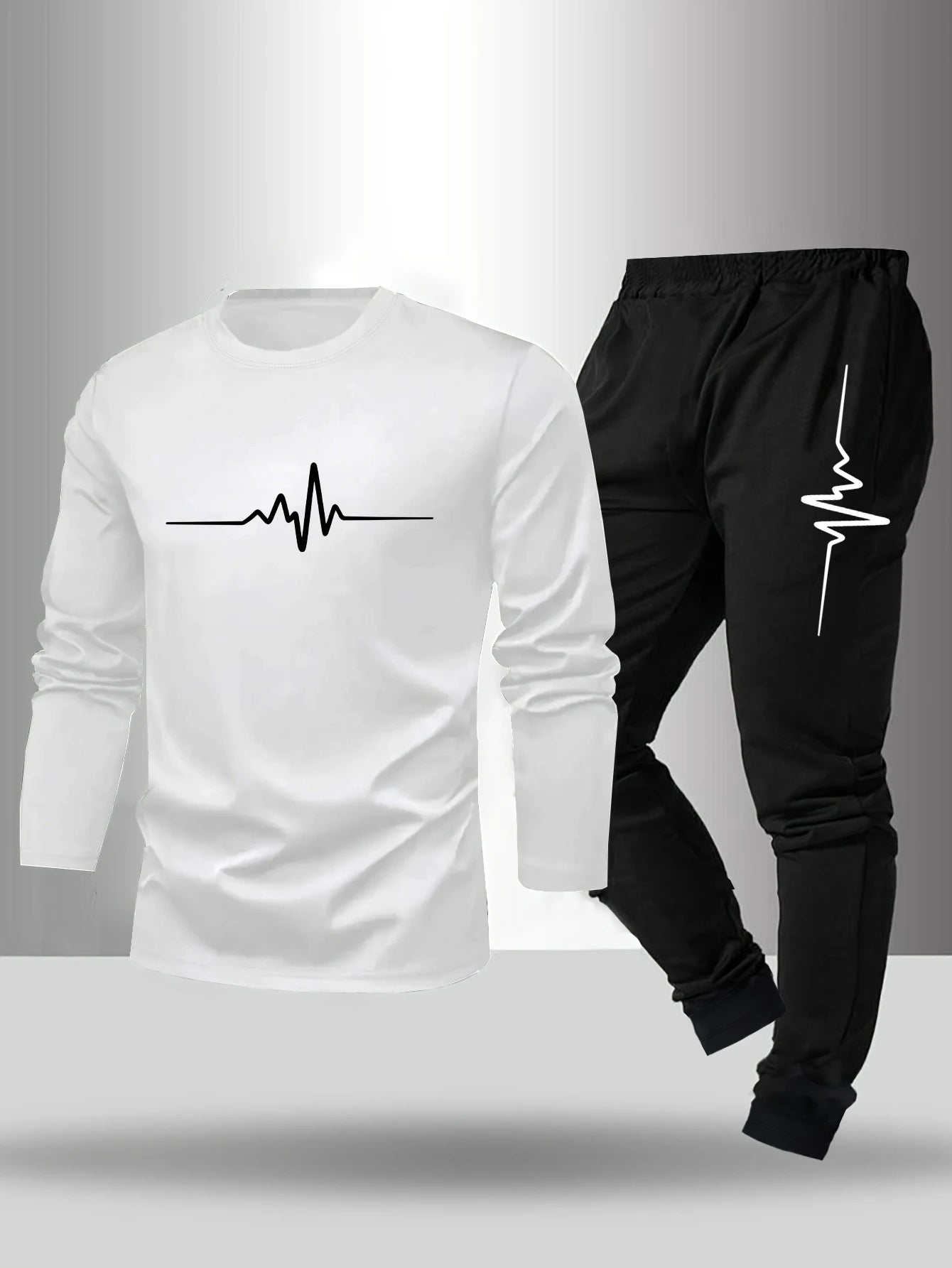 2-piece set of men's pajamas for spring summer autumn winter long sleeved pants geometric pattern base shirt home suit set