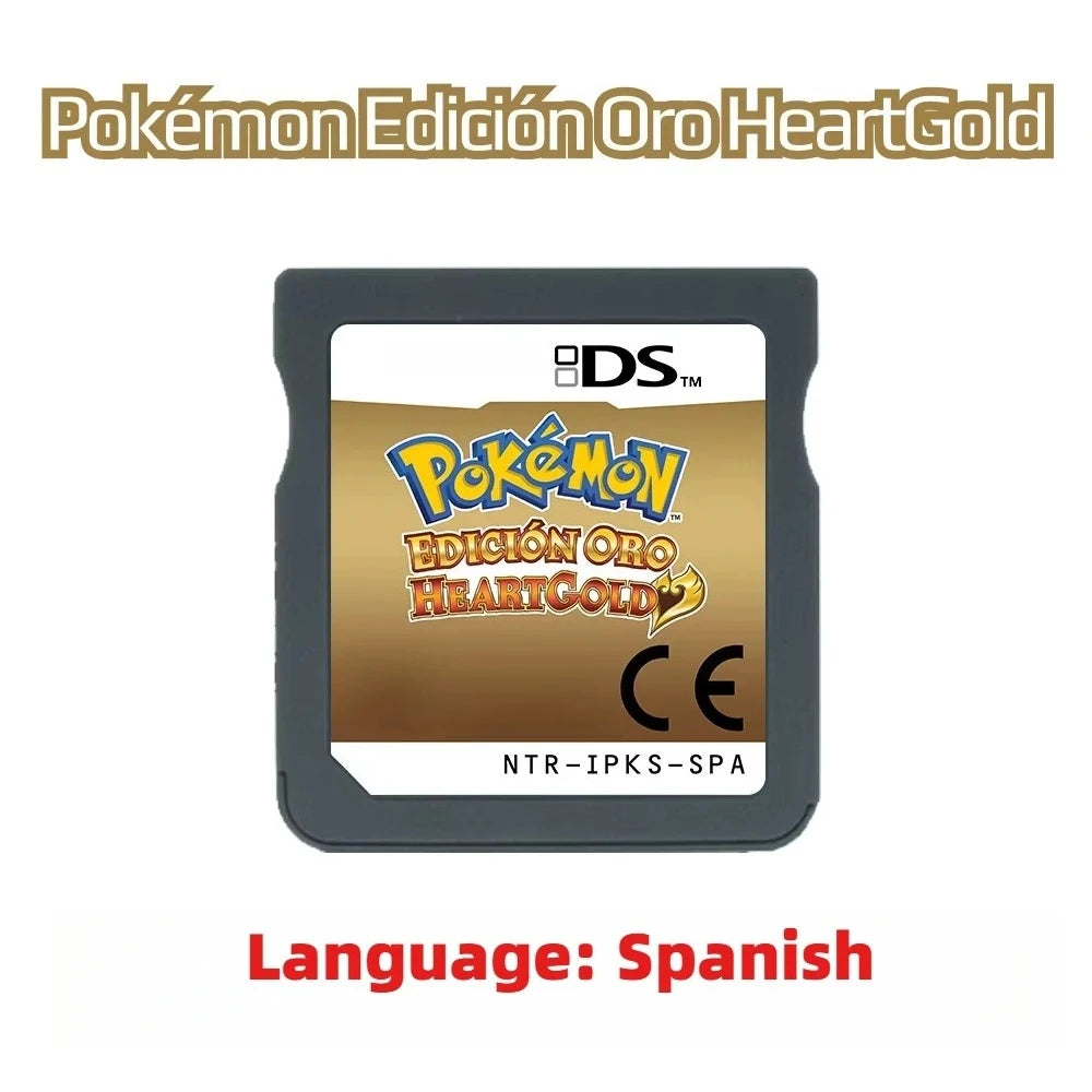 DS Game Card , Soul Silver Heart Shaped Gold Pearl Diamond Black 2 White 2 ,Console game cartridge ,Spain Language