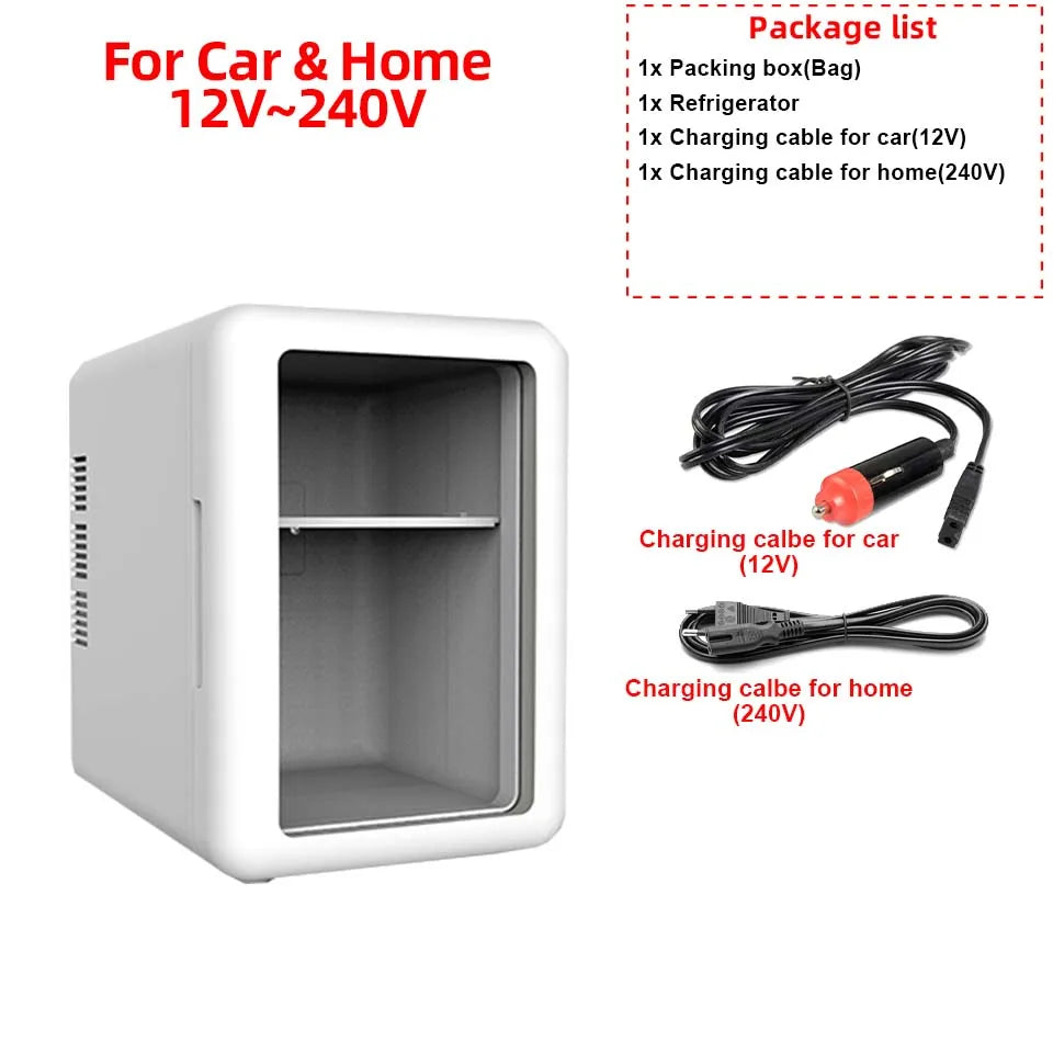 12V/220V 4L Small Refrigerator Mini Car Home Dual-use Refrigeration Cosmetics Refrigeration Heat Adjustable For Camping Travel