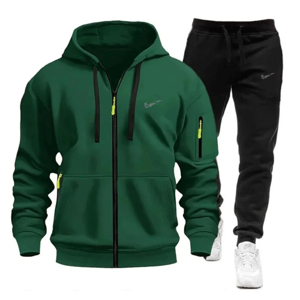Men's 2-Piece Tracksuit Set Hooded Sweatshirt And Drawstring Pants Sportswear for Running Male Hoodies Unisex Autumn Sportwear