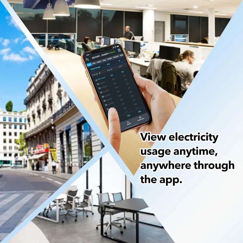 Smart Home Energy Monitor 16 Circuit 50A Sensors Real Time Power Usage Tracking App