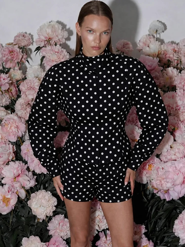 Tossy Fashion Commute 2 Piece-Set Shorts For Women Long Sleeve Patchwork Contrast Shirts Coat And Female Shorts Outfits Summer