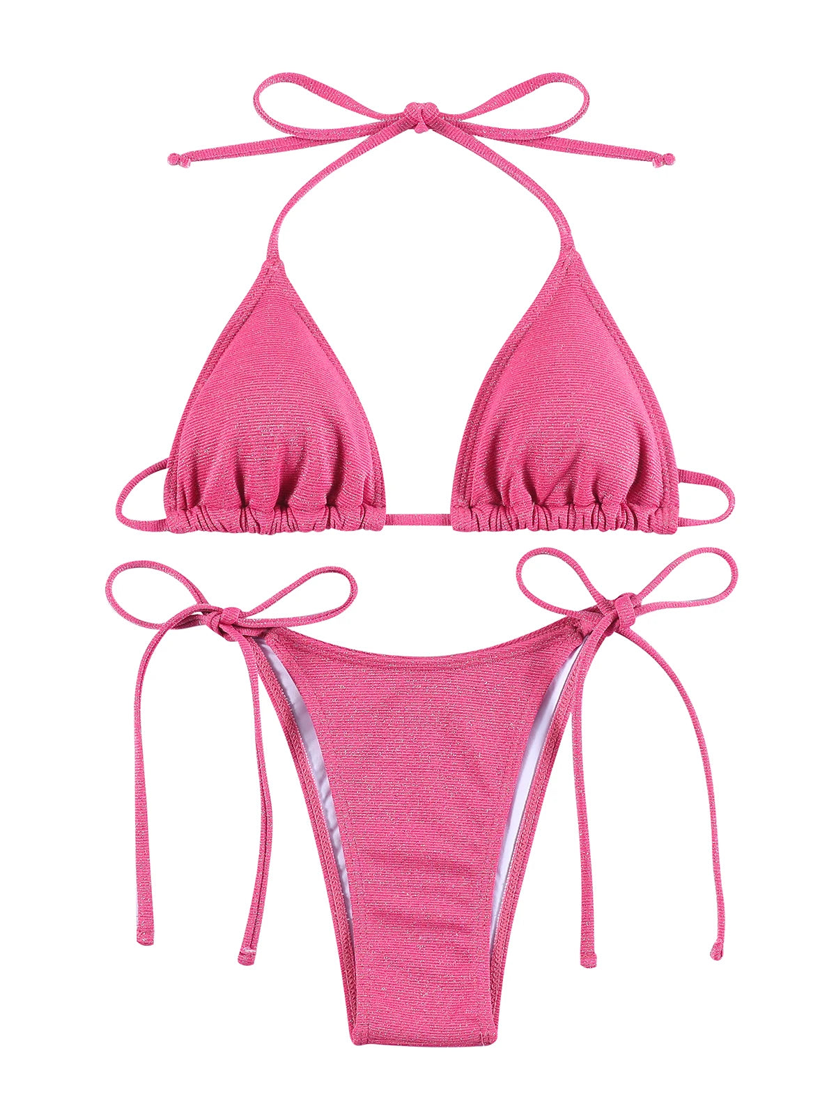Miyouj Shiny Bikini Set Triangle Bikinis Bandage Swimsuit Women Two Piece Swimwear Summer Biquini New Beachwear
