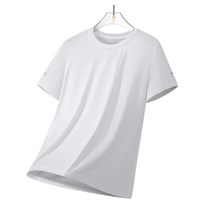 CHRLCK Men's Running Quick Drying T-shirts Breathable Hiking Fishing Tees Soft Elasticity Outdoor Sports Short Shirt Summer