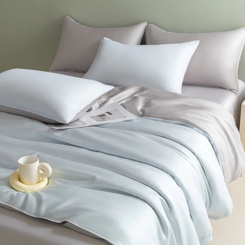 New Washed Ice Silk Bedding Set 4PCS Summer Cool Touch Rope Design Sheet Set Soft Breathable Hotel Luxury Twin/Full/Queen Size
