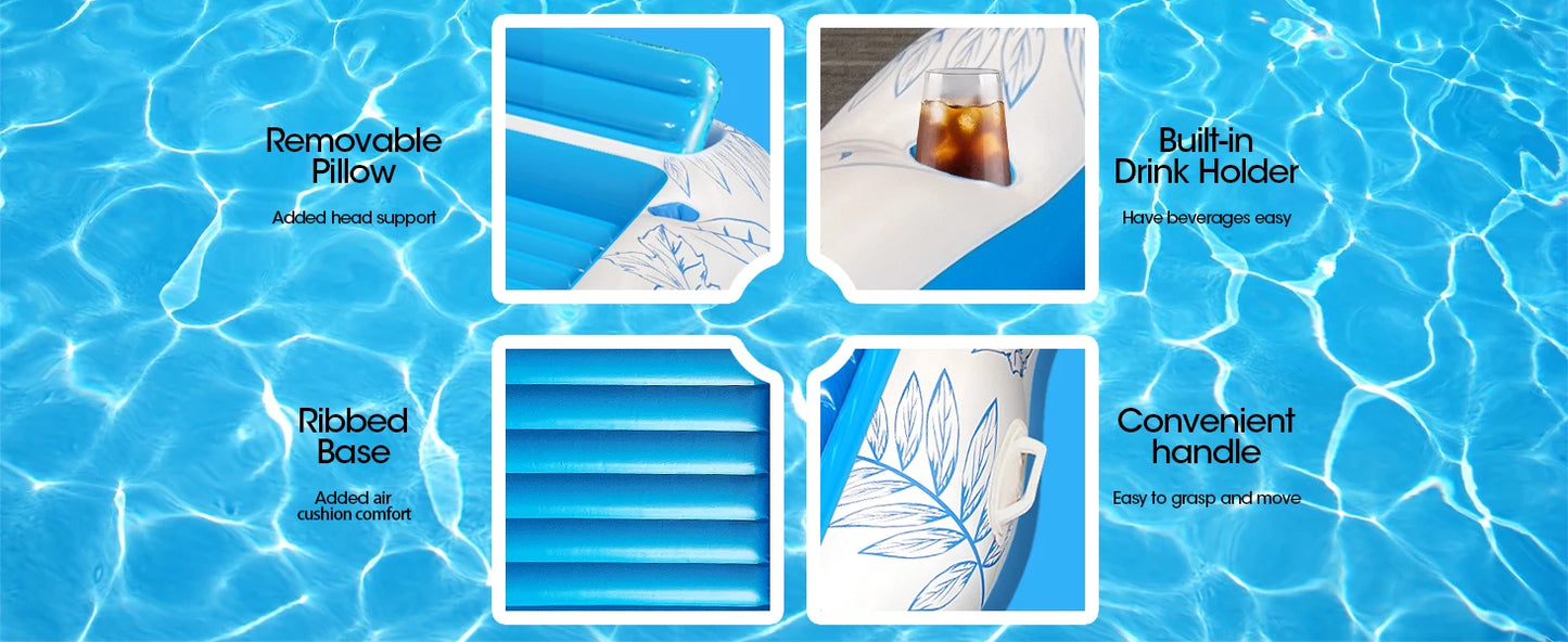Extra Thick Oversized Pool Floating Sun Lounger, Comfortable Buoyant Sunbathing Mat for Swimming Pool, Beach, Lawn Outdoor
