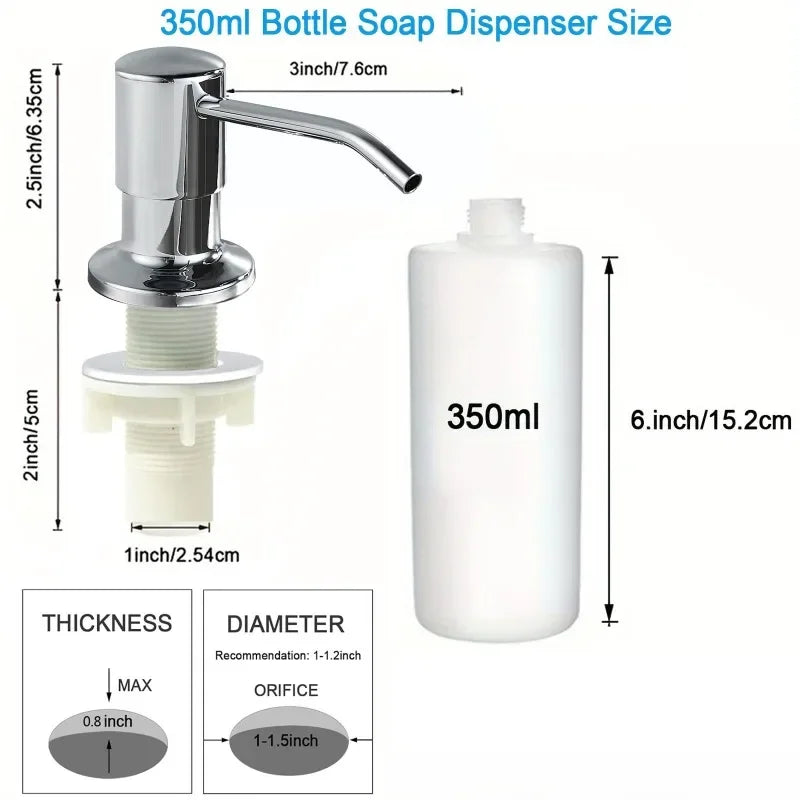 500ml/350ml Practical Kitchen Sink Tools Home Products Bottles Liquid Soap Dispenser Durable Stainless Steel Pump Soap Dispenser