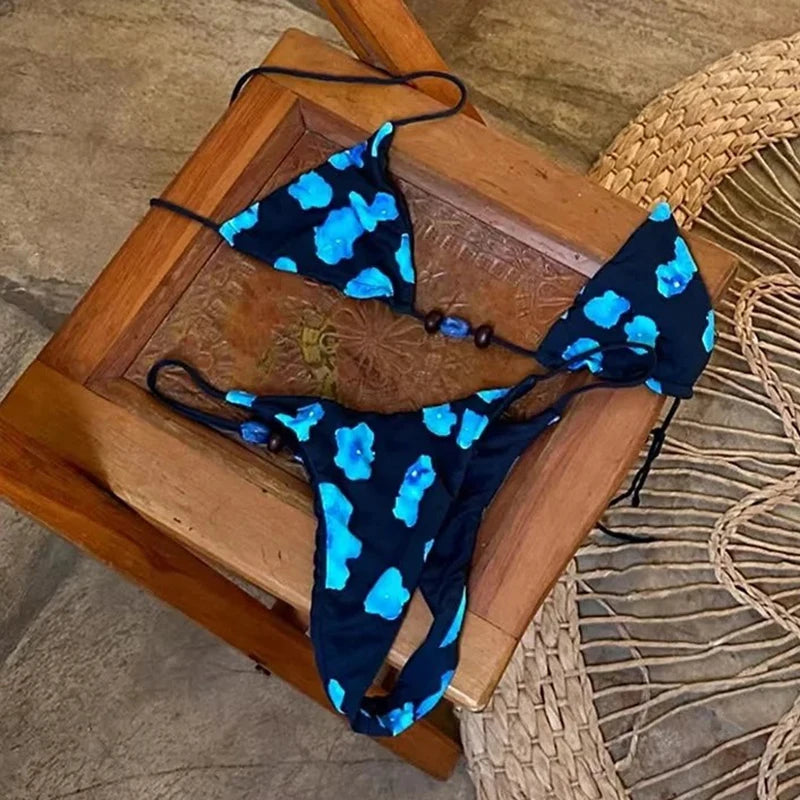 Micro Bikini Push Up Women Swimsuit Print Sexy Halter Brazilian Bikini Set 2025 New Beachwear Female Beach Vacation Bathing Suit