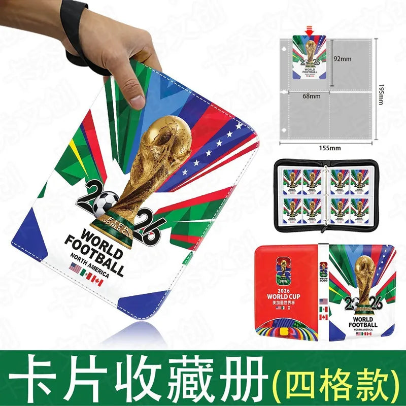 400/900pcs World Cup Football Star Card Album Book Folder 4/9 TCG Card Slots Collections Zipper Card Binder Holder