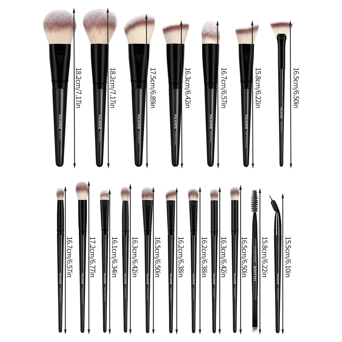 MAANGE Professional Makeup Brush Set 18PCS Premium Synthetic Foundation Powder Concealers Eyeshadows Makeup Brushes with Bag