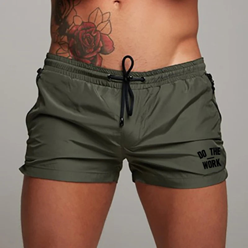 Men's Swimsuit Swim Shorts Summer Casual Beach Board Shorts for Men Quick Dry Running Surf Fitness Gym Shorts Zipper Pocket