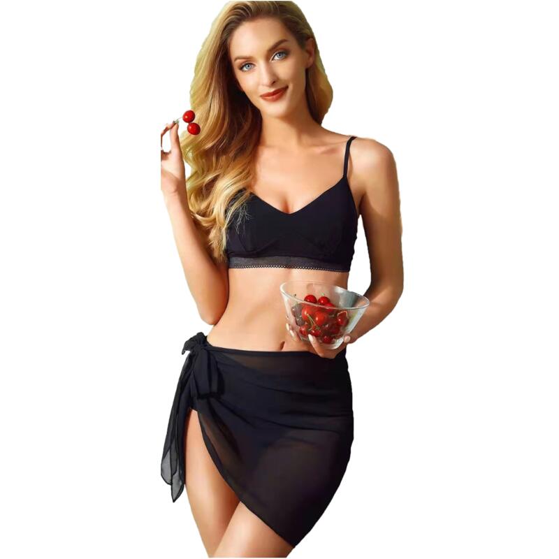 Summer Womens 50x180cm Black Sheer Sarong Beach Cover Up Bikini Wrap Swimsuit Dual-use Swimwear Transparent Shawl Scarf Skirt
