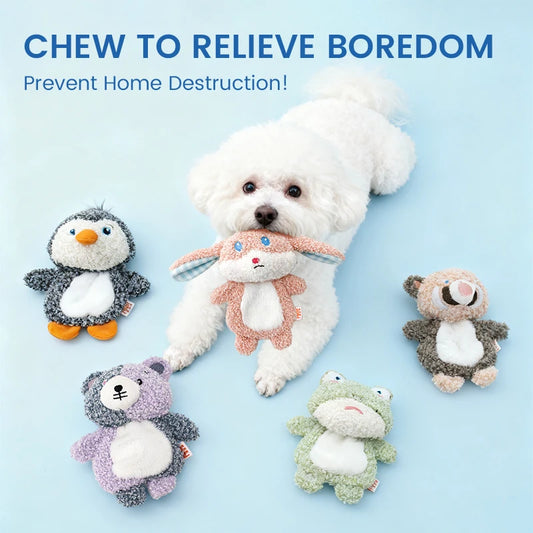 Cute Small Animal Dog Plush Toys Full Body Rattle with Built-In Squeaker Interactive Pet Playtime Toy to Reduce Loneliness