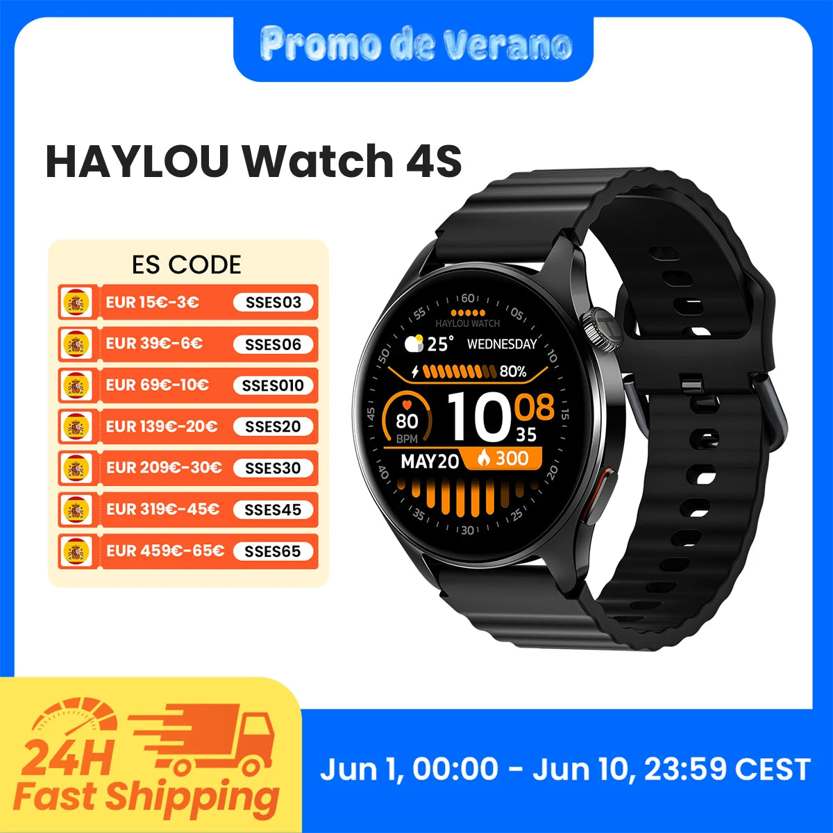 HAYLOU Watch 4S GPS Smartwatch 1.43” HD AMOLED Display 5 Satellite GPS Positioning 120+ Workout Modes Sport Fitness Smart Watch