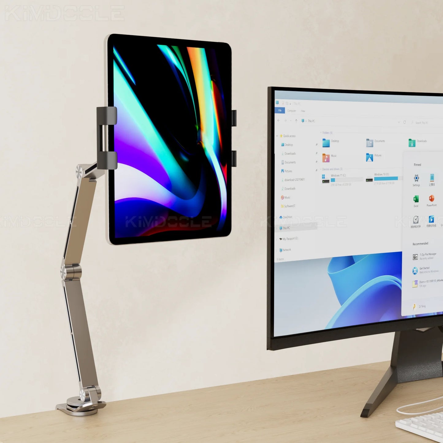 Artpowers Tablet Holder Support for Pad Portable Monitor Holder Phone Stand Laptop Adjustable Rotating Tablet Clip Holder  Mount