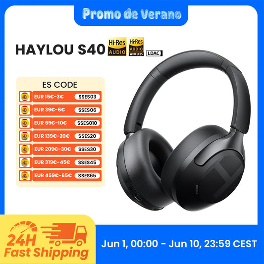HAYLOU S40 ANC Wireless Headphone 50dB Noise Canceling Hi-Res 3D Spatial Audio Earphone with LDAC Bluetooth 6.0 Over Ear Headset