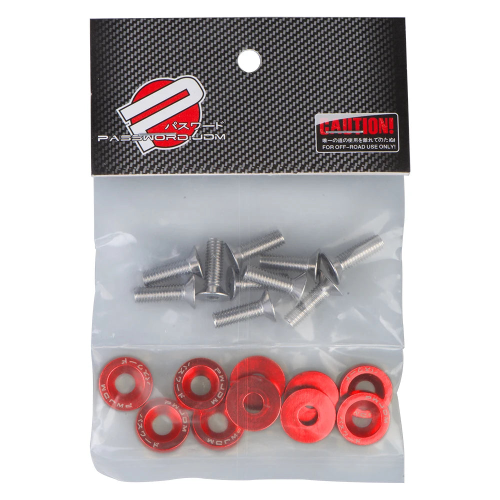 Universal 10PCS M6 Car Styling Modification JDM Sticker Stickers Password Fender Washer License Plate Bolts Auto Accessories