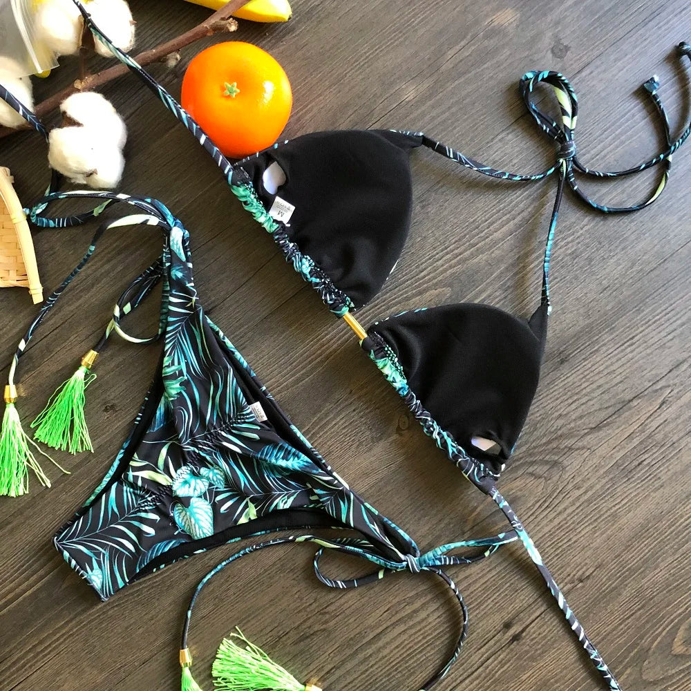 2021 Sexy Bikini Set 2 piece Hot Stamp Sport Swimwear Women Beachwear Push-Up Padded Swimsuit Bodysuit Exquisite Bather