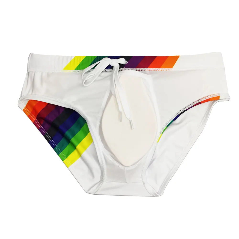 Men's Swim suit Wear Briefs Swimming Push-Up Sexy Bikini Swimsuit Beach Short rainBow Surfing trunks men bathing suit  swimwear