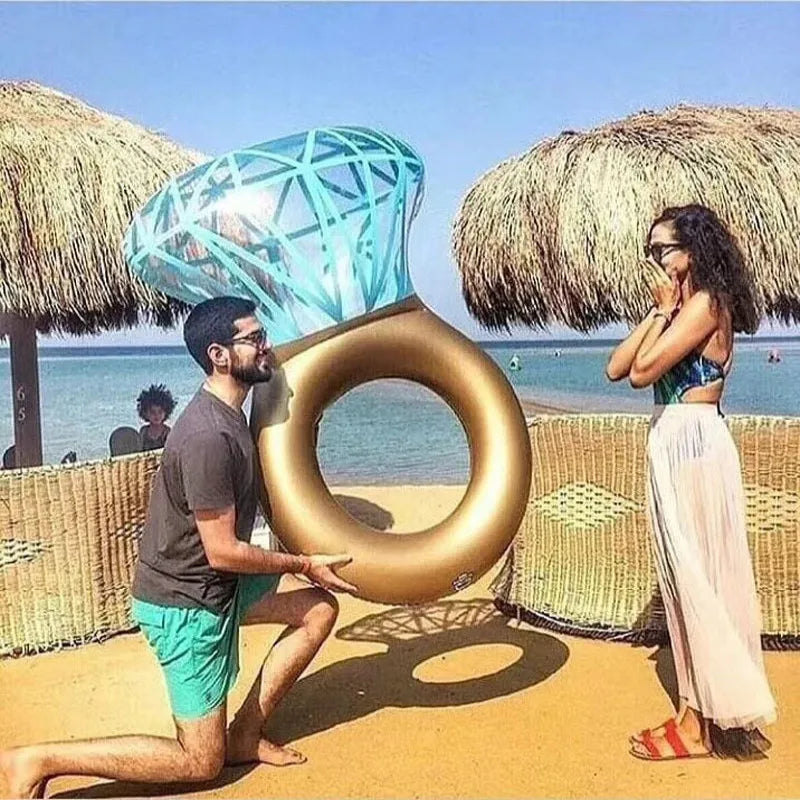 Giant Diamond Ring Design Inflatable Floating Row Pool Lounge Adult Pool Float Mattres Swimming Circle Water Pool Toys