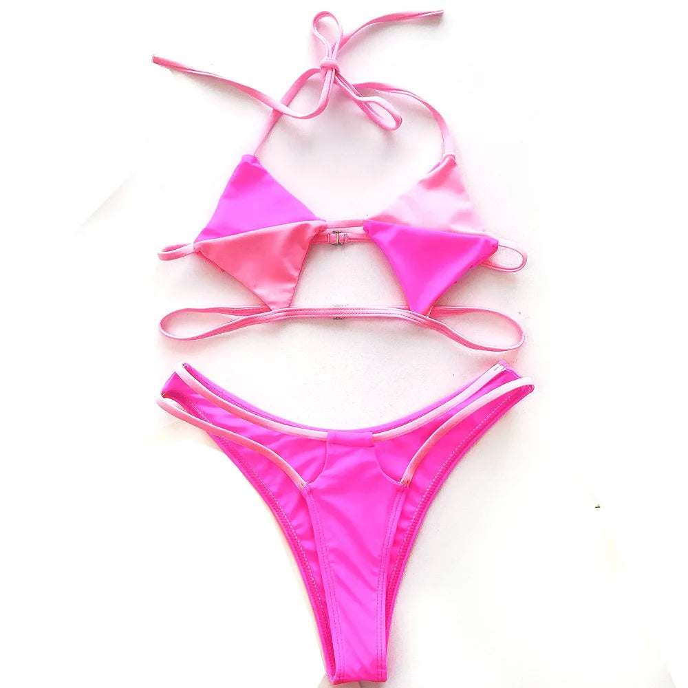 Hollowed Red Sexy Bikini Set Women String Swimsuit Push Up Swimwear 2026 Tied Thong Brazilian Bikini Bathing Suit Swim Wear