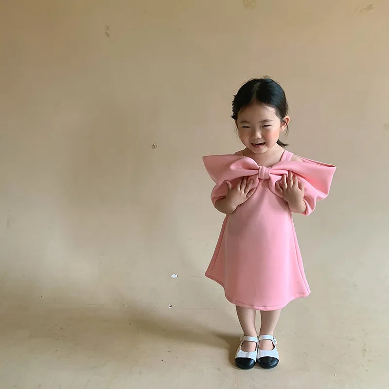 Summer Dresses For Girls Children Clothing Bow Suspender Dress 2021 Summer New Girls Air Cotton Princess Dress Children 1-7Y