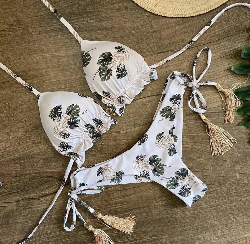2021 Sexy Bikini Set 2 piece Hot Stamp Sport Swimwear Women Beachwear Push-Up Padded Swimsuit Bodysuit Exquisite Bather