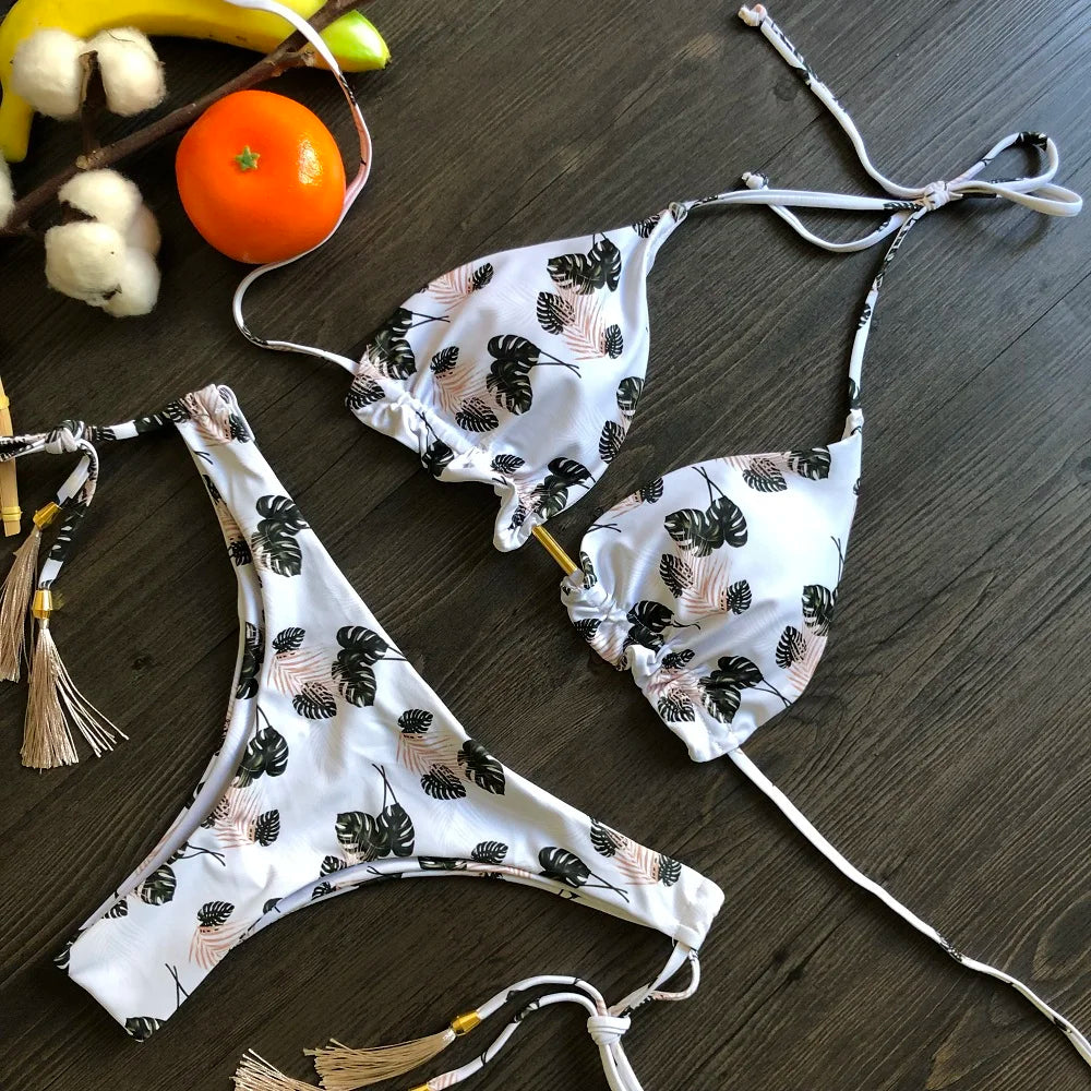 2021 Sexy Bikini Set 2 piece Hot Stamp Sport Swimwear Women Beachwear Push-Up Padded Swimsuit Bodysuit Exquisite Bather