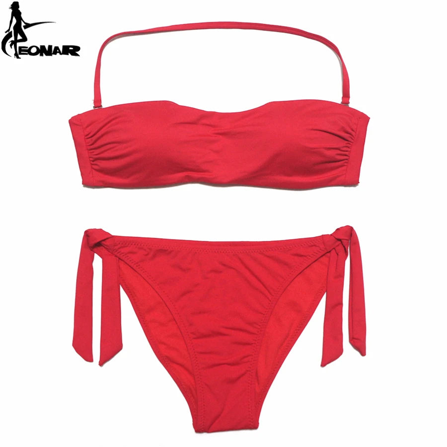 EONAR Bikini 2025 Solid Women Swimsuit  Brazilian Cut Bottom Bikini Set Push Up Swimwear Femme Bathing Suits Sport Beach Wear