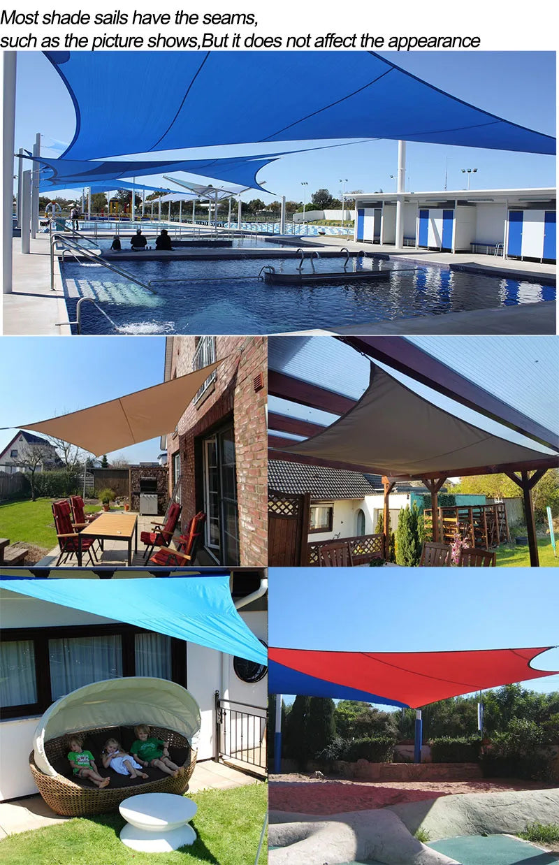 5x5x5/2x2x2M Waterproof Sun Shelter Triangle Sunshade Protection Outdoor Canopy Garden Patio Pool Shade Sail Awning Shade Cloth