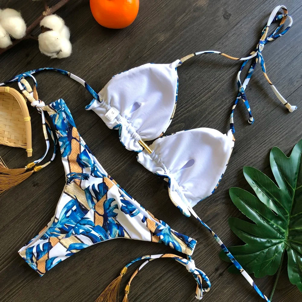 2021 Sexy Bikini Set 2 piece Hot Stamp Sport Swimwear Women Beachwear Push-Up Padded Swimsuit Bodysuit Exquisite Bather
