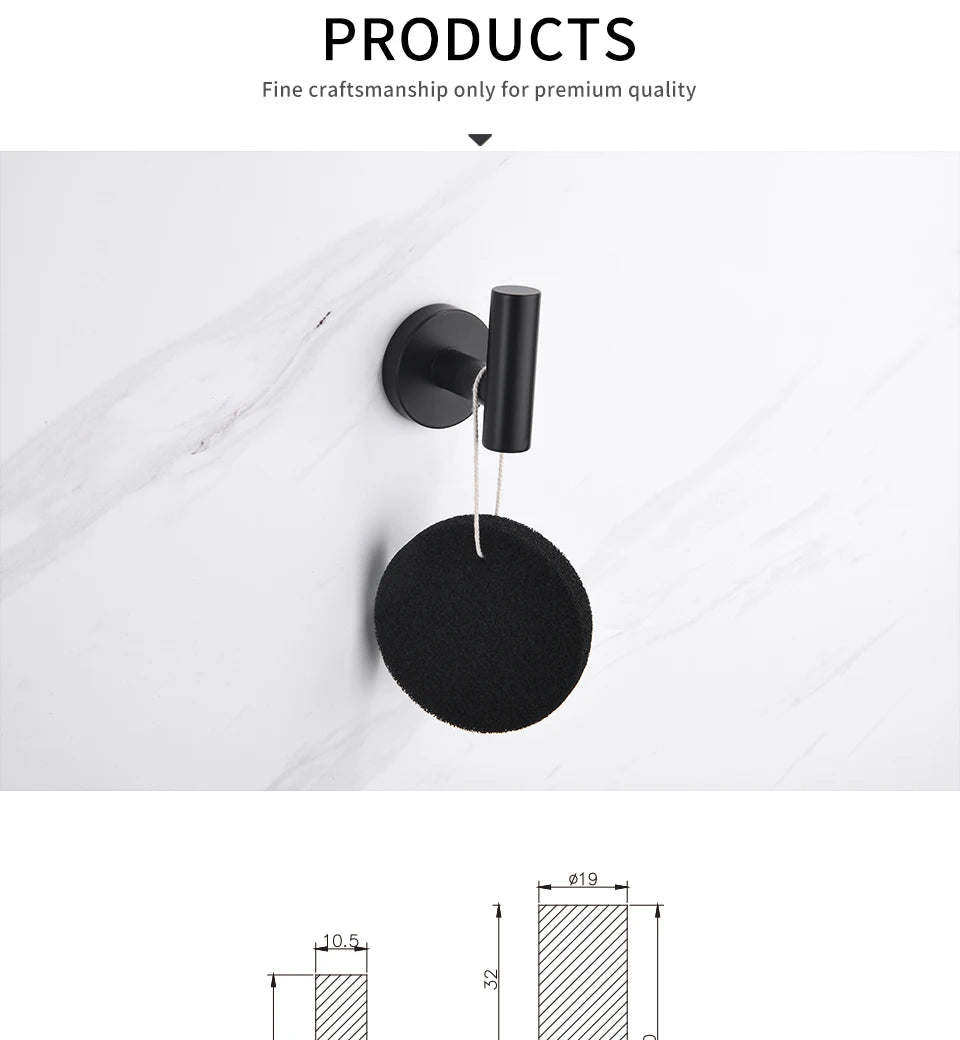 Bathroom Accessories Hardware Set Kit Towel Bar Wall Mount Matt Black Toilet Paper Holder Hand Robe Hook Hanger Stainless Steel
