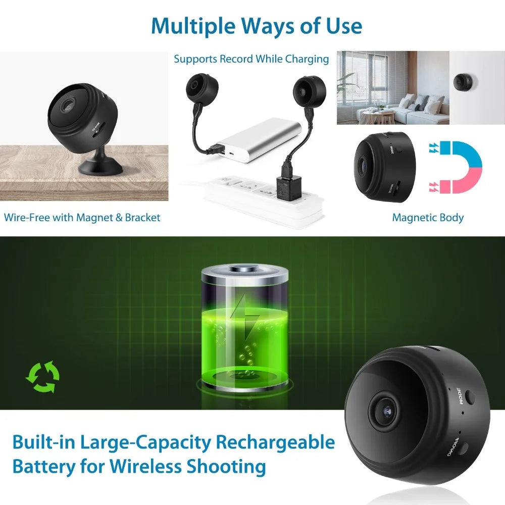 Micro Home Wireless Mini Security Surveillance with Wifi IP Camara Night vision Sensor Infrared CMOS 2MP Telefon Alarm Camera