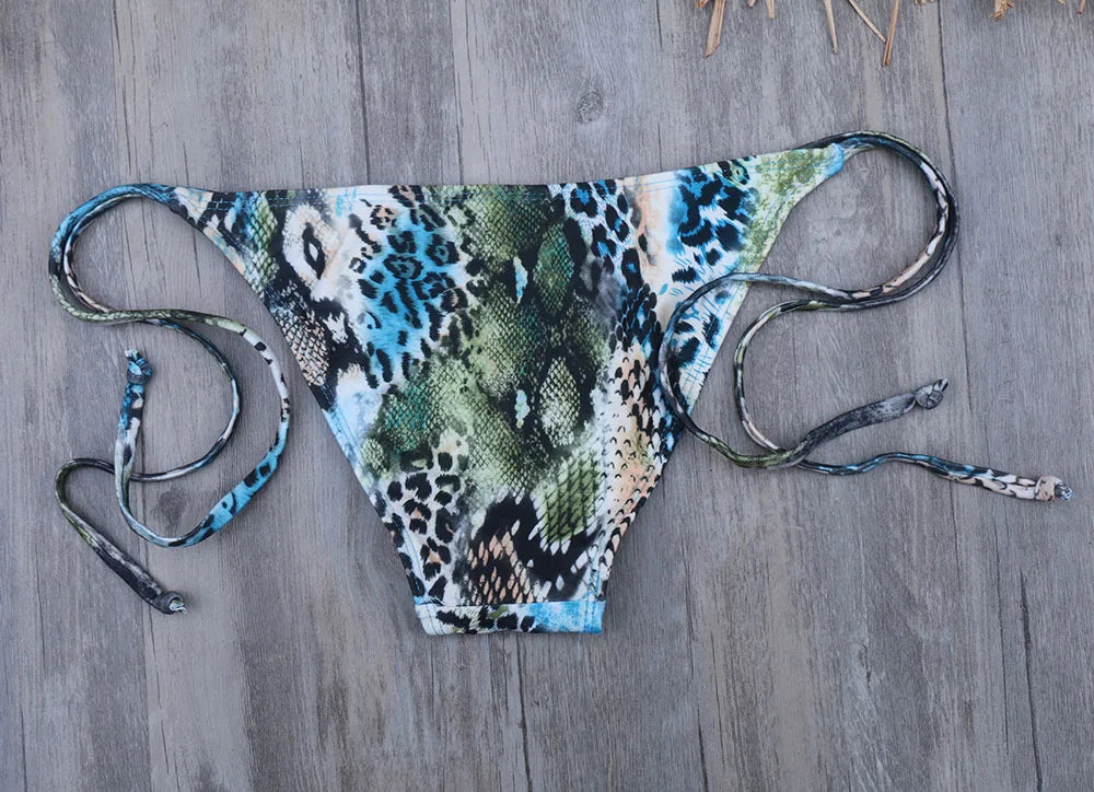 Melphieer Two-piece women brazilian bikini set snake summer push up swimwear bathing swim suits string halter swimsuit XL XXL