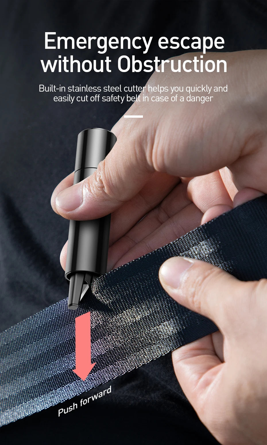 Baseus Car Safety Hammer Auto Emergency Glass Window Breaker Seat Belt Cutter Life-Saving Escape Car Emergency Tool
