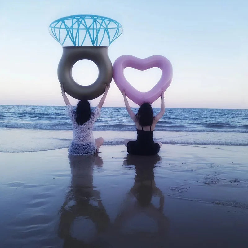 Giant Diamond Ring Design Inflatable Floating Row Pool Lounge Adult Pool Float Mattres Swimming Circle Water Pool Toys