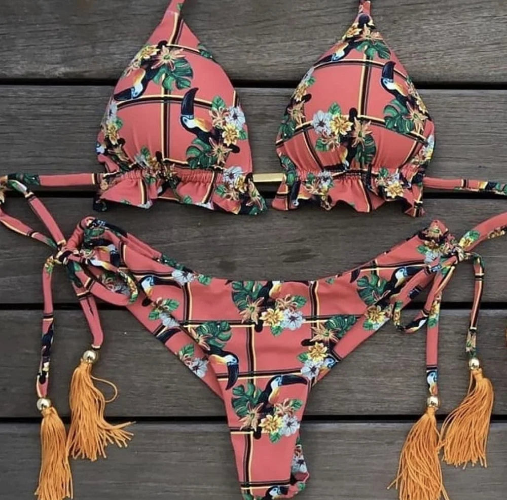 2021 Sexy Bikini Set 2 piece Hot Stamp Sport Swimwear Women Beachwear Push-Up Padded Swimsuit Bodysuit Exquisite Bather