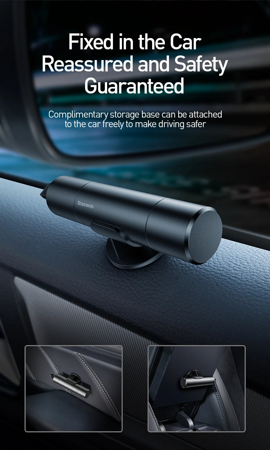Baseus Car Safety Hammer Auto Emergency Glass Window Breaker Seat Belt Cutter Life-Saving Escape Car Emergency Tool